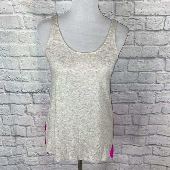 Express women XS dream weight cotton tank top w/back sheer light grey/pink - Picture 1 of 8